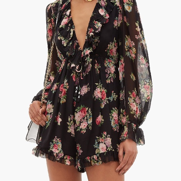 Zimmermann Honour Floating Ruffle Black Playsuit - Picture 3 of 10